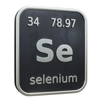 Three-dimensional icon of the chemical element of Selenium isolated on transparent background. 3D rendering