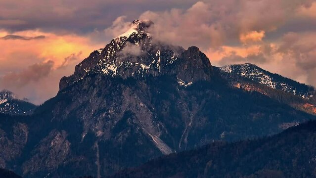 Spectacular mountain range in the evening after a sunny day - beautiful colors - amazing drone photography