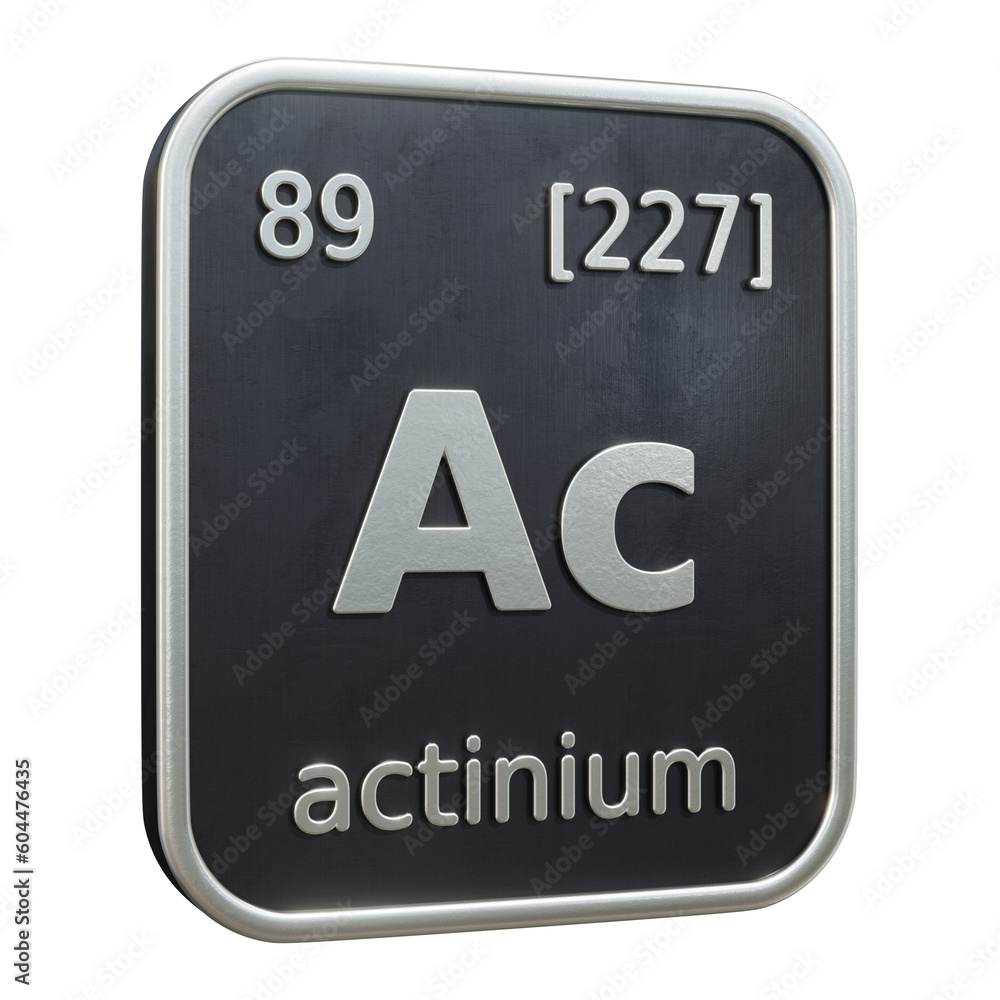Poster three-dimensional icon of the chemical element of actinium isolated on transparent background. 3d re