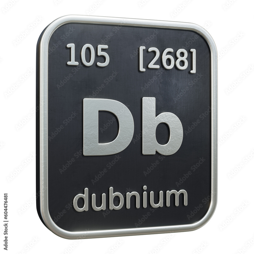 Aufkleber three-dimensional icon of the chemical element of dubnium isolated on transparent background. 3d ren