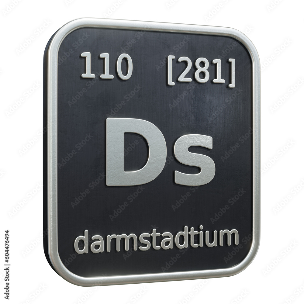 Aufkleber three-dimensional icon of the chemical element of darmstadtium isolated on transparent background. 3