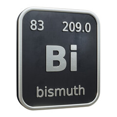 Three-dimensional icon of the chemical element of Bismuth isolated on transparent background. 3D rendering