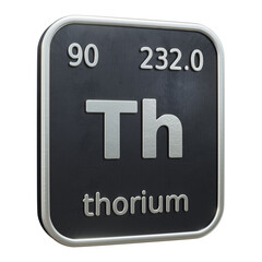 Three-dimensional icon of the chemical element of Thorium isolated on transparent background. 3D rendering