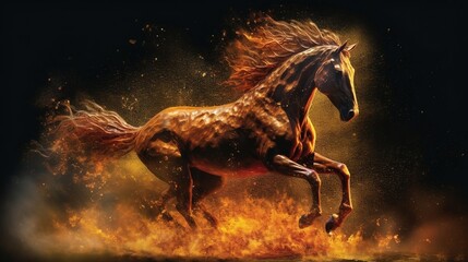 Majestic horse in burned metal UHD Wallpaper