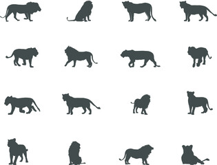 Lion silhouette, Lion vector, Lion SVG, Animal silhouettes.