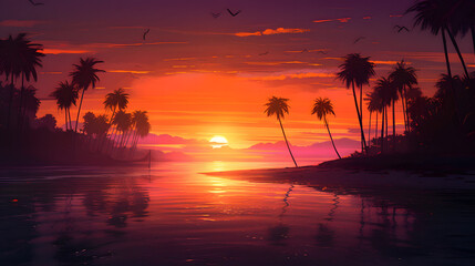 海上の幻想的な夕焼け No.011 | Mesmerizing Sunset over the Ocean Generative AI