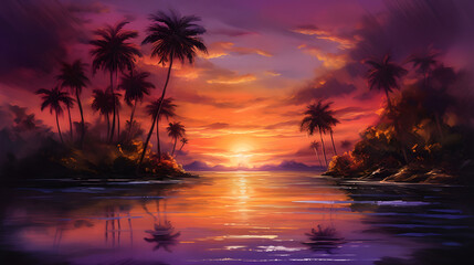 海上の幻想的な夕焼け No.002 | Mesmerizing Sunset over the Ocean Generative AI