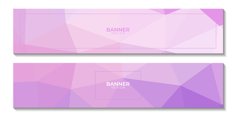 a set of banners with abstract purple background with triangles