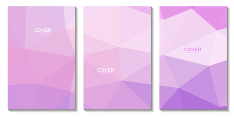 a set of flyers with abstract purple background with triangles