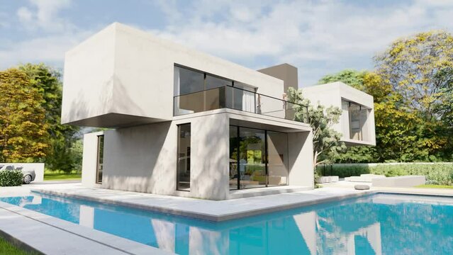 Big contemporary villa with pool and garden