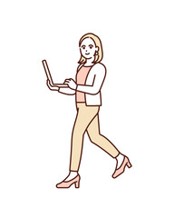 仕事をバリバリこなす女性。キャリアウーマンのイラスト素材。