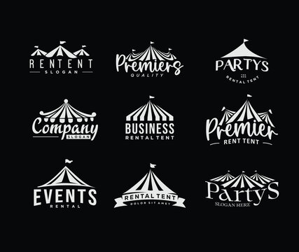 collection set of Logotype for rent tents agency. Event tent and wedding tent Vector illustration