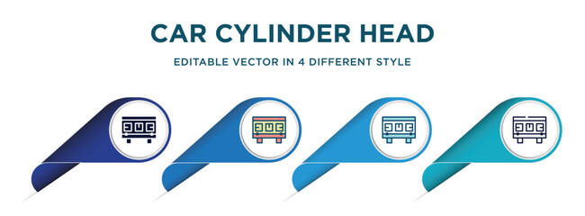 car cylinder head icon in 4 different styles such as filled, color, glyph, colorful, lineal color. set of vector for web, mobile, ui