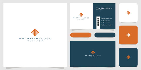  m letter logo business card template