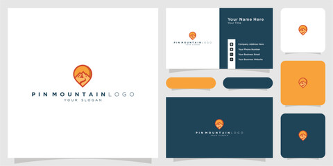 Pin Mountain Logo Template Design Vector, Emblem, Design Concept, Creative Symbol, Icon