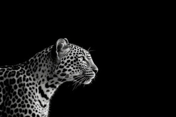 sideview leopard on black background