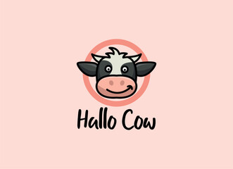 Happy cow logo vector illustration.