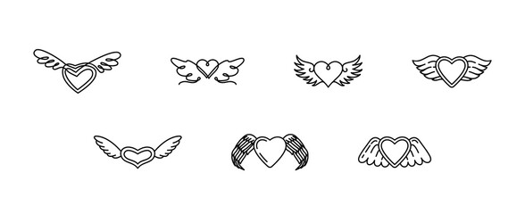 Fototapeta premium Love heart with wings symbol