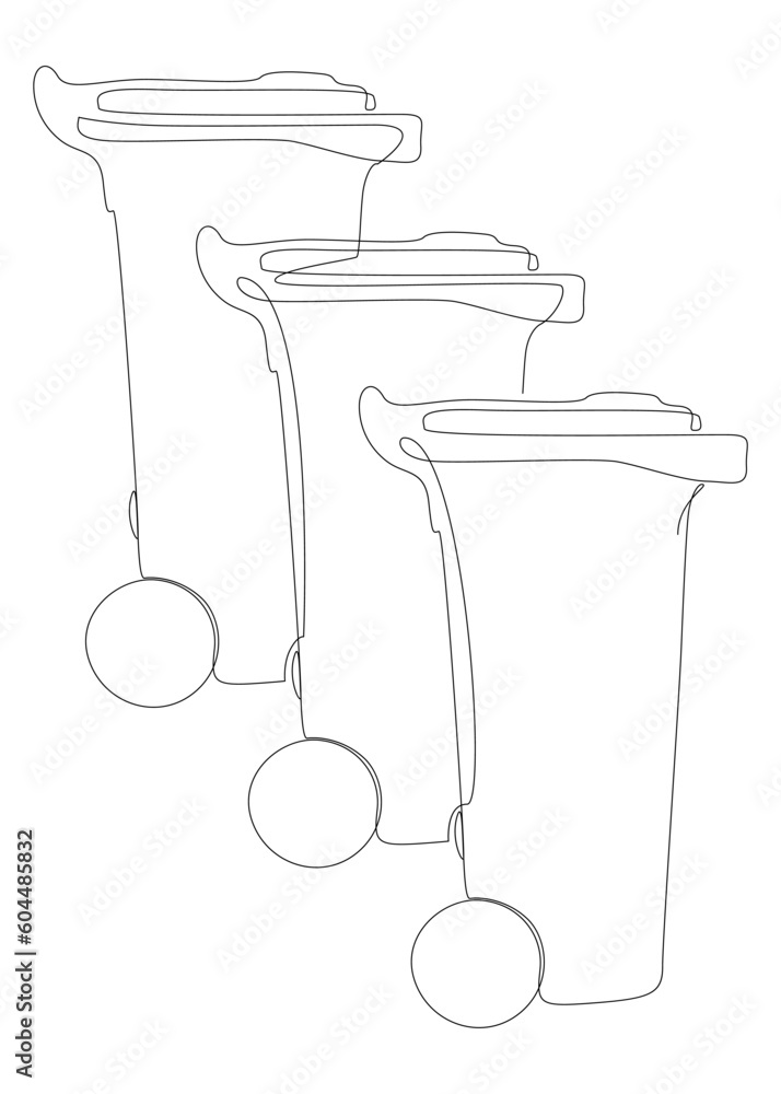 Poster one continuous line of garbage bin. thin line illustration vector concept. contour drawing creative 
