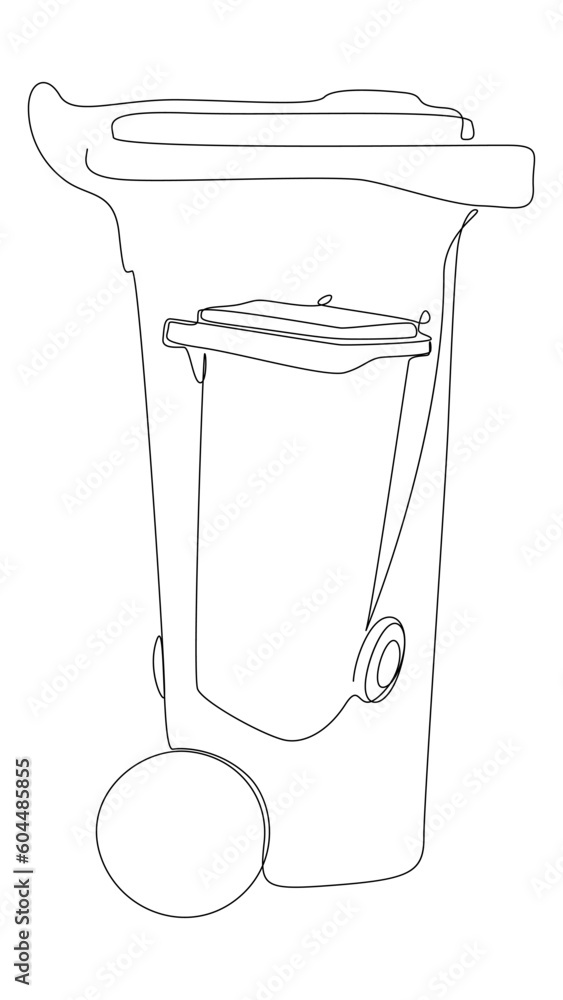 Poster one continuous line of garbage bin. thin line illustration vector concept. contour drawing creative 