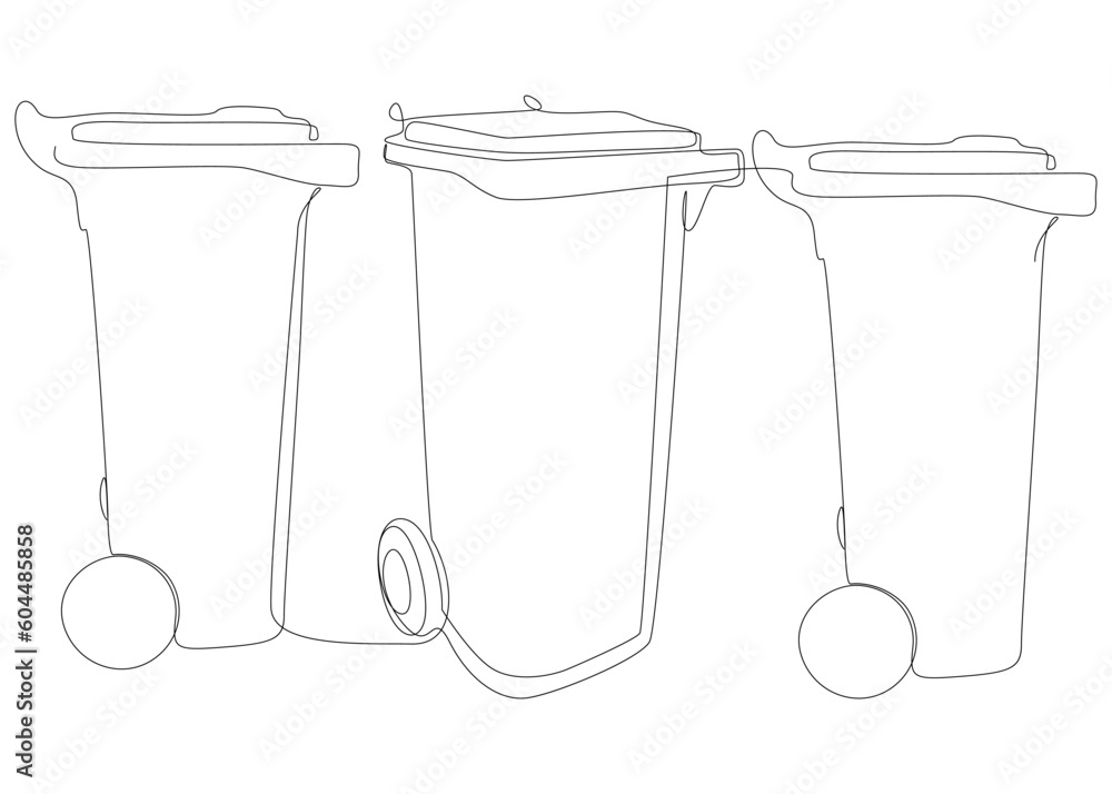 Poster one continuous line of garbage bin. thin line illustration vector concept. contour drawing creative 