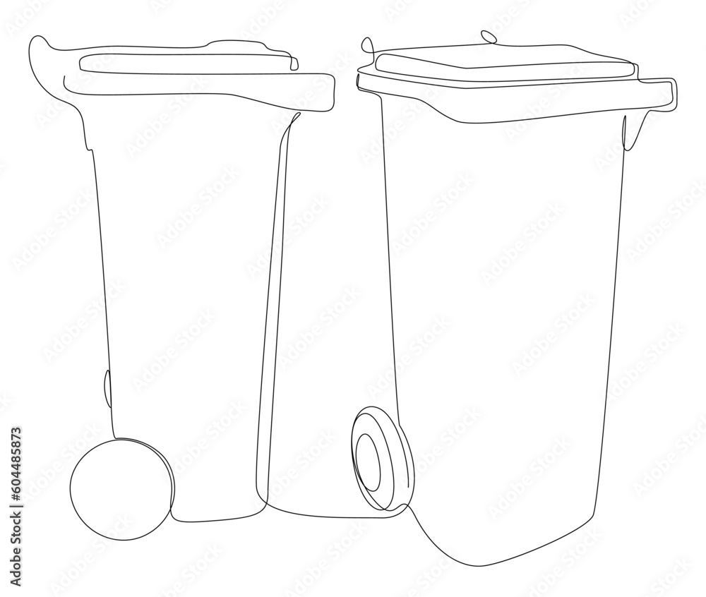Poster one continuous line of garbage bin. thin line illustration vector concept. contour drawing creative 