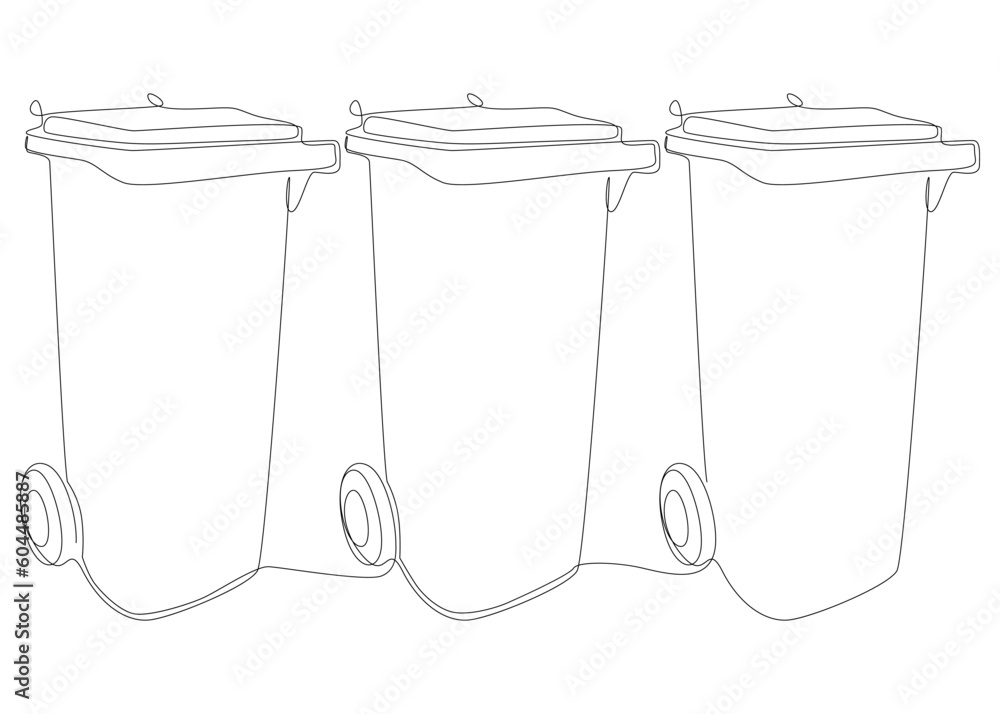 Poster one continuous line of garbage bin. thin line illustration vector concept. contour drawing creative 