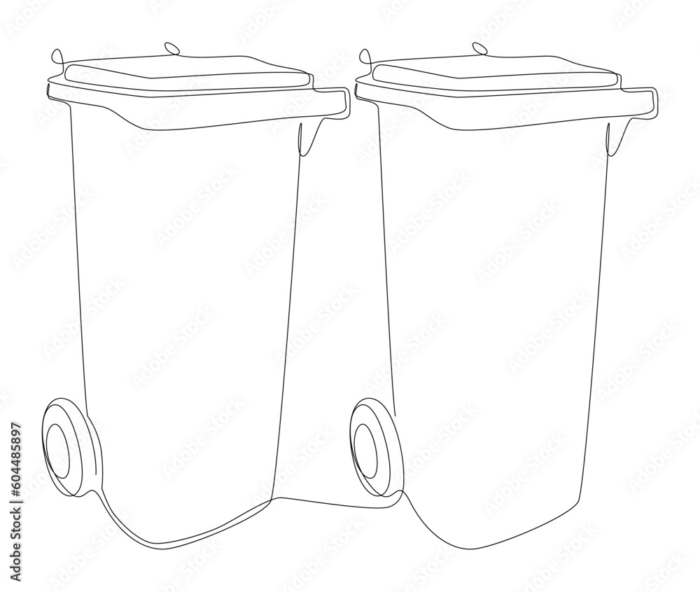 Poster one continuous line of garbage bin. thin line illustration vector concept. contour drawing creative 