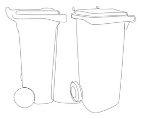 One continuous line of Garbage Bin. Thin Line Illustration vector concept. Contour Drawing Creative ideas.