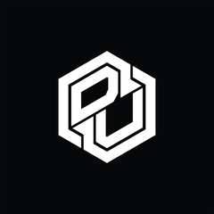 DU Logo monogram gaming hexagon geometric shape design template