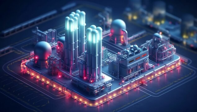 Hydrogen factory concept. Hydrogen production from renewable energy sources generative ai variation 4