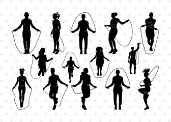 Jumping Rope SVG, Rope Silhouette, Skipping Player Svg, Jump Rope Svg, Rope Svg, Skipping Rope Svg, Girl skipping Svg, Rope Bundle
