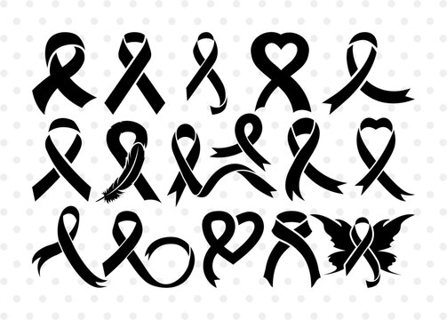 Awareness Ribbon SVG, Ribbon Silhouette, Feather Svg, Suicide Loss Svg, Cancer Svg, Breast Cancer Svg, Suicide Svg, Ribbon Bundle