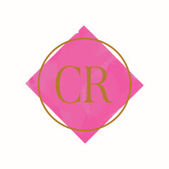 CR letter Watercolor beauty logo