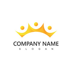 People Crown Logo Design Template