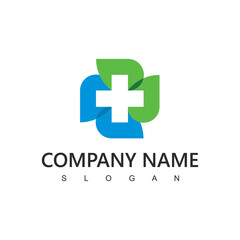 Medical Logo. Cross and leaf icon