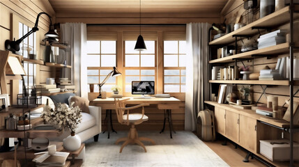 Generative AI, Modern Farmhouse Home Office