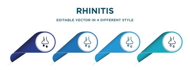 rhinitis icon in 4 different styles such as filled, color, glyph, colorful, lineal color. set of vector for web, mobile, ui - obrazy, fototapety, plakaty