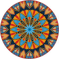 Mehndi Henna Drawing Circular Mandala pattern for tattoo, decoration premium product poster or painting. Decorative ornament in ethnic oriental style. Outline doodle hand draw illustration.