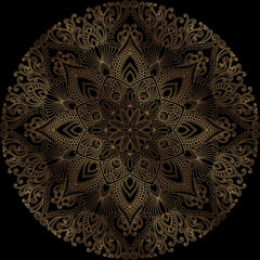 Mehndi Henna Drawing Circular Mandala pattern for tattoo, decoration premium product poster or painting. Decorative ornament in ethnic oriental style. Outline doodle hand draw illustration.