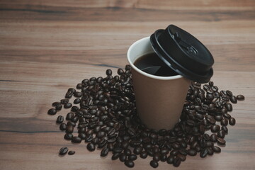 cup of coffee with beans