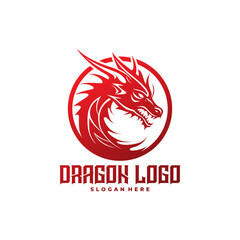 Dragon Fire logo design template ,Vector illustration. Dragon Eliter Logo Template. Head dragon logo vector, icon, illustration