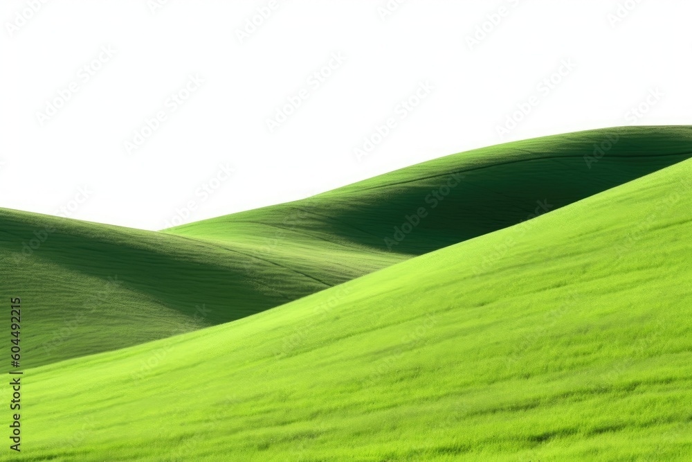 Poster serene meadow with a white sky in the background generative ai