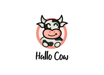 Obraz na płótnie Canvas Happy cow logo vector illustration.