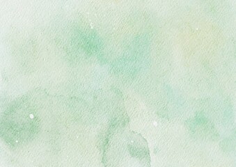 Abstract green pastel watercolor stains background on watercolor paper textured for design...