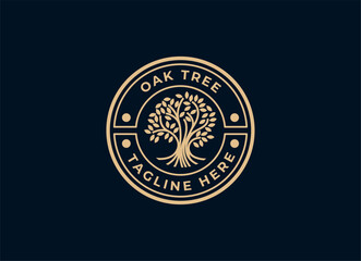 Fototapeta na wymiar Oak tree logo illustration. Vector silhouette of a tree.