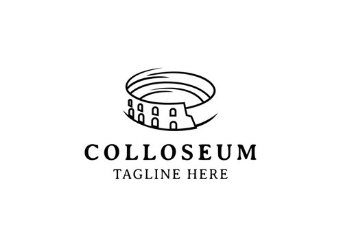 Vector logo of the city of Rome, Italy. Colosseum logo design vector illustration