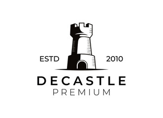 Classic Castle Tower Logo Design. Castle Logo Design Template.