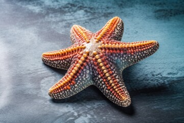 vibrant starfish resting on a blue background Generative AI