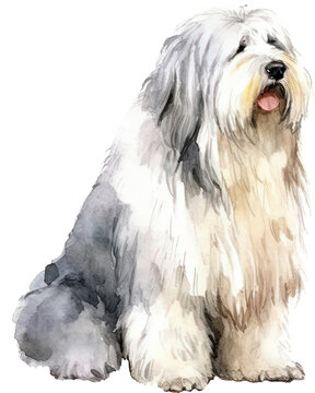 Old English Sheepdog Sitting In White Studio Stock Photo, Picture and  Royalty Free Image. Image 66897264.